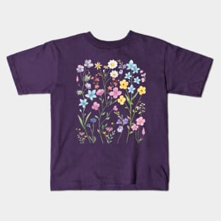 Watercolor Wildflowers, Boho Flowers, Nature Lover Kids T-Shirt
